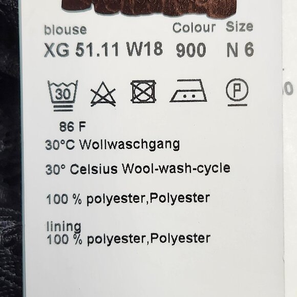 Marc Cain Women's Black Lace Blouse W/Drawstring/Tassels/Elastic Cuffs Size 12 - Picture 6 of 12